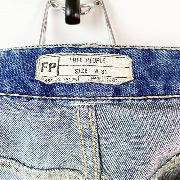 Free People Raw Hem Dark  Denim Distressed Shorts - Picture 6 of 7